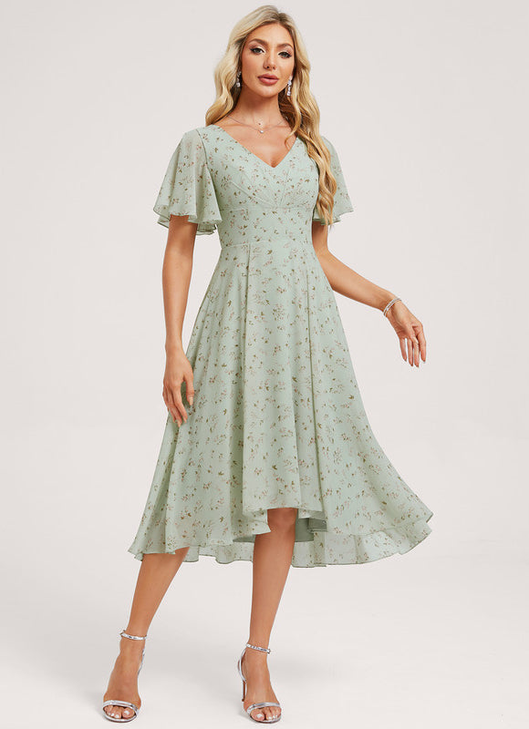 Robe Demoiselle D'Honneur Asymétrique Fluide - gallery 2