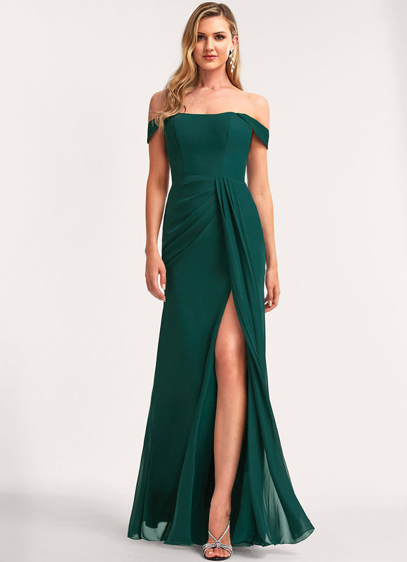 Robe Demoiselle D'Honneur Mousseline Émeraude - gallery 2