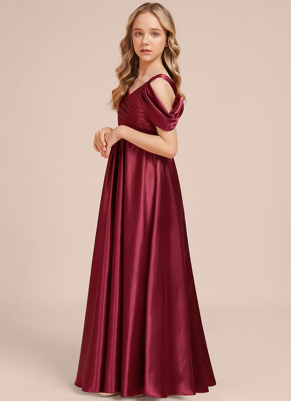 Robe Demoiselle D'Honneur Satin Bordeaux
