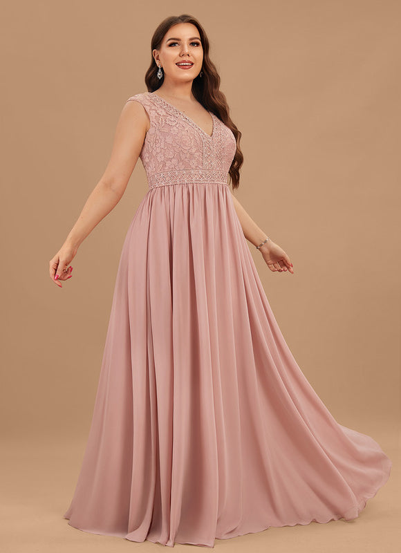 Robe Demoiselle D'Honneur Fluide Rose Pâle - gallery 9