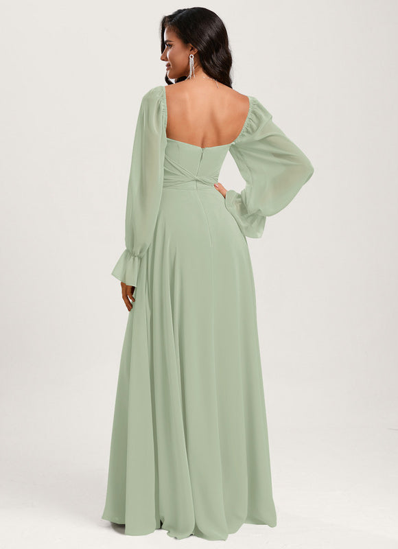 Robe Demoiselle D'Honneur Fluide Vert Doux - gallery 1