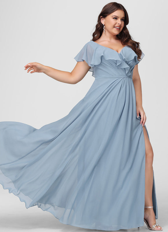 Robe Demoiselle D'Honneur Mousseline Beige - gallery 8