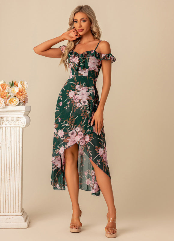 Robe Demoiselle D'Honneur Florale Évasée - gallery 3