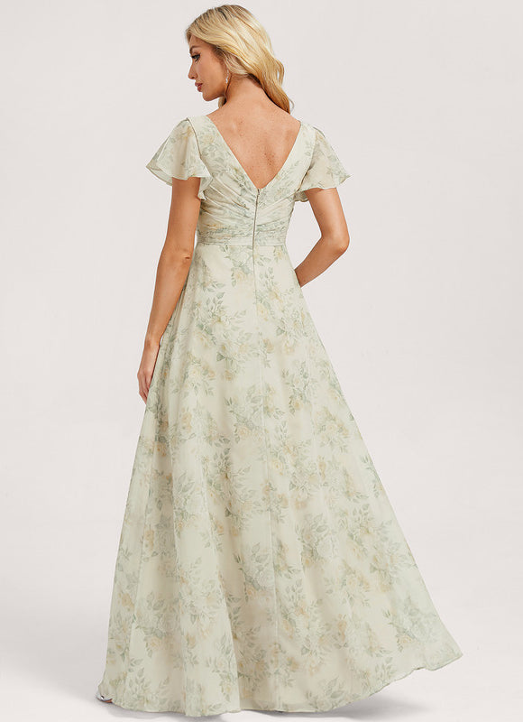 Robe Demoiselle D'Honneur À Volants Rose Pâle - gallery 4