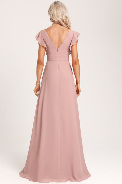 Robe Demoiselle D'Honneur À Volants Rose Pâle - gallery 4