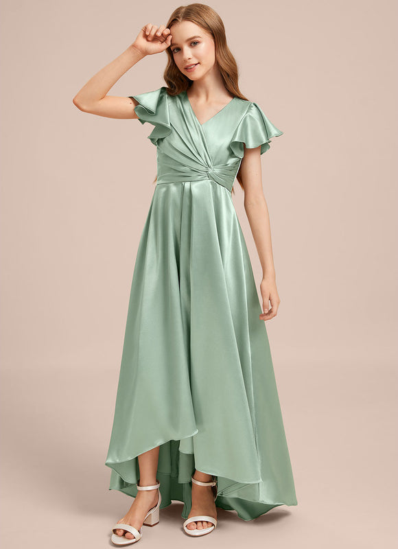 Robe Demoiselle D'Honneur Satin Ciel Ajustée - gallery 2