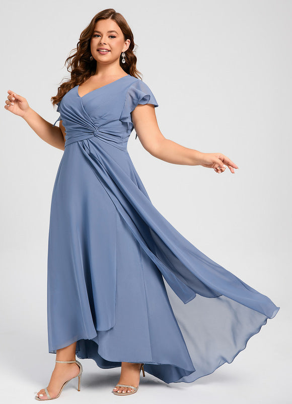 Robe Demoiselle D'Honneur Asymétrique Fluide - gallery 6