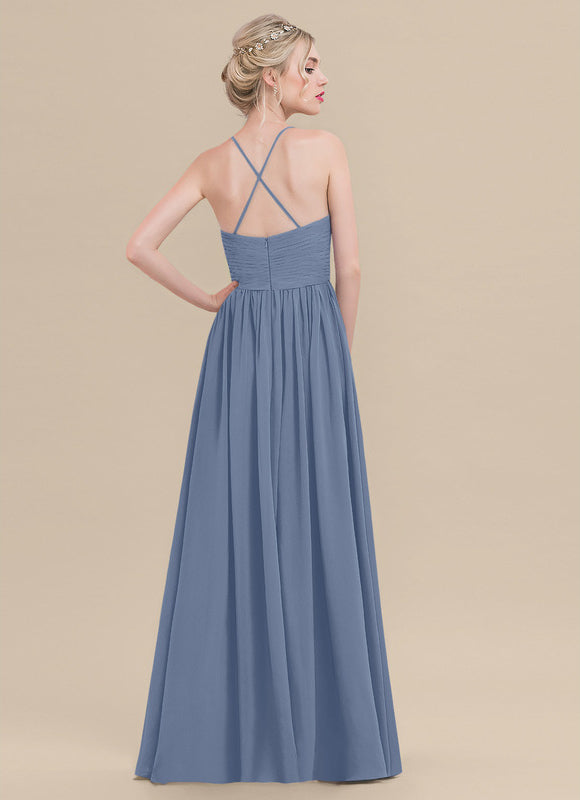 Robe Demoiselle D'Honneur Drapée Bordeaux - gallery 1