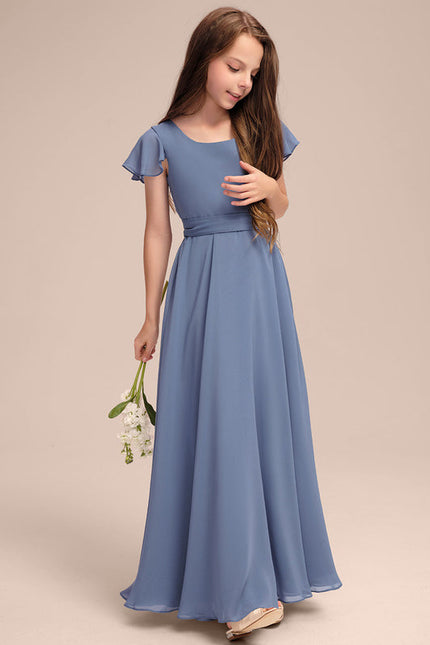 Robe Demoiselle D'Honneur Mousseline Ciel - gallery 1