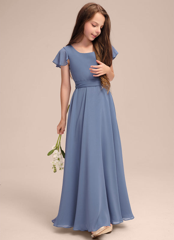 Robe Demoiselle D'Honneur Mousseline Ciel - gallery 1