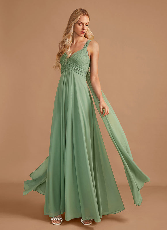 Robe Demoiselle D'Honneur À Volants Rose Pâle - gallery 3