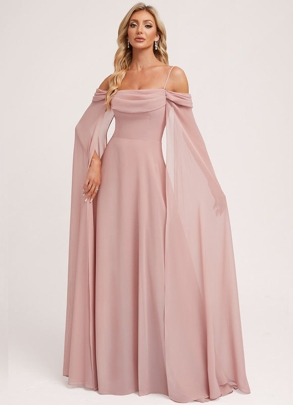 Robe Demoiselle D'Honneur Col Carré Flottante - gallery 2