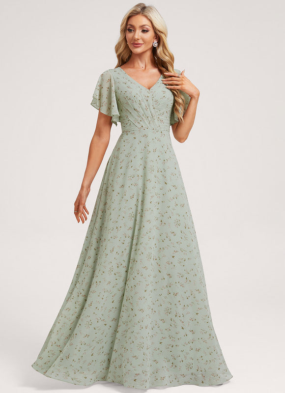 Robe Demoiselle D'Honneur À Volants Rose Pâle