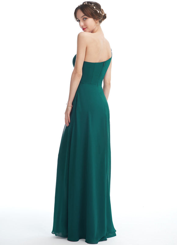 Robe Demoiselle D'Honneur Asymétrique Bordeaux - gallery 4