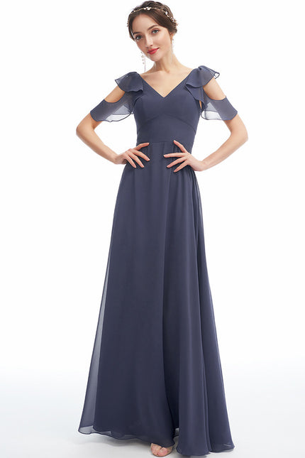 Robe Demoiselle D'Honneur À Volants Rose Pâle - gallery 3