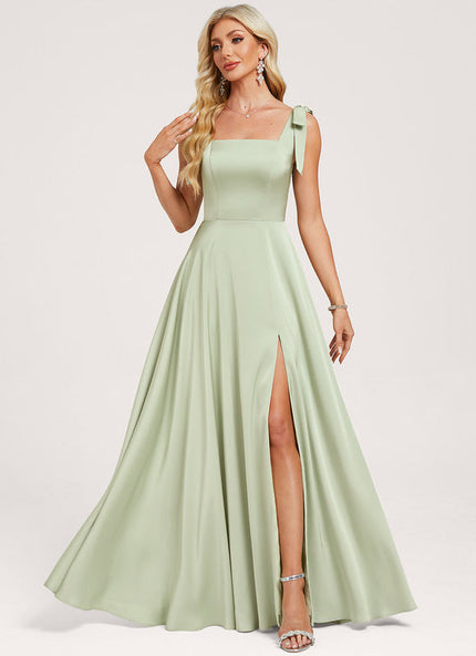 Robe Demoiselle D'Honneur Satin Vert Doux