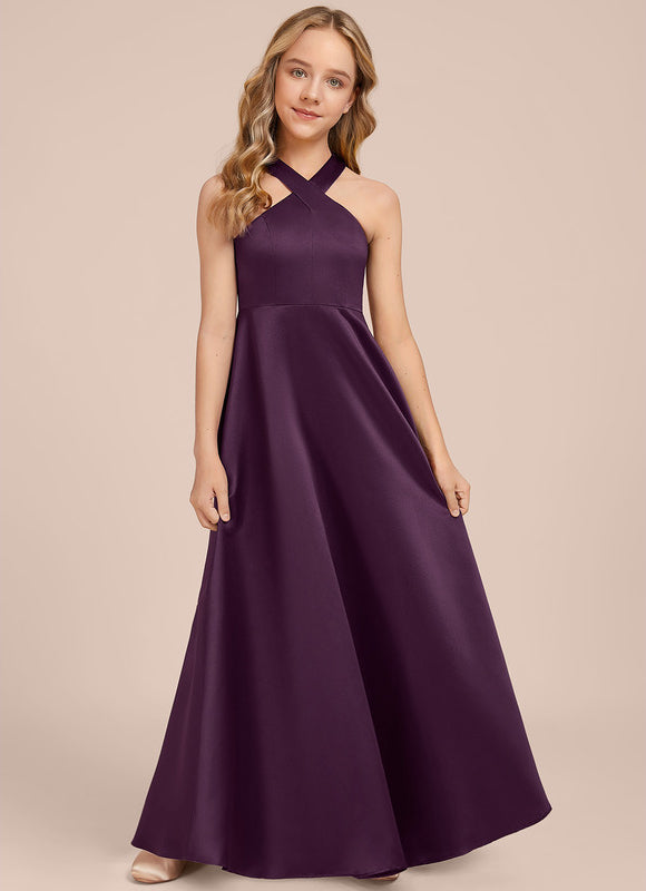 Robe Demoiselle D'Honneur Évasée Prune - gallery 1