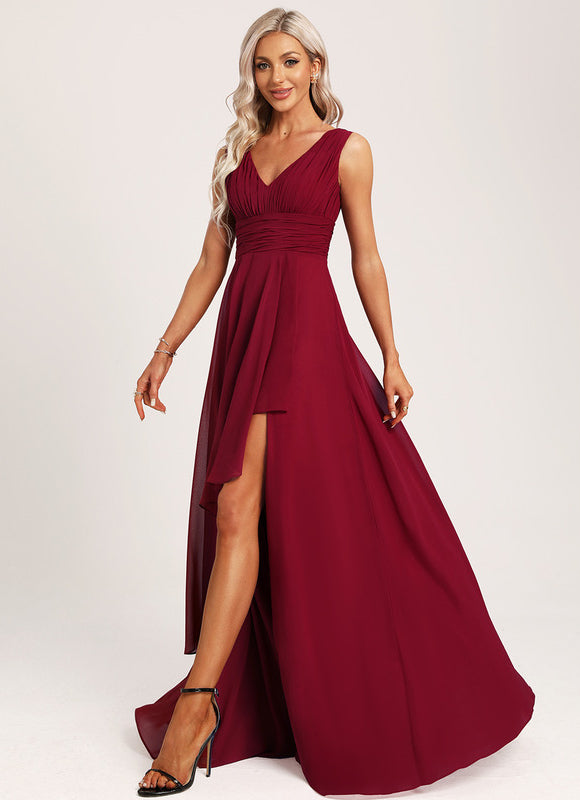 Robe Demoiselle D'Honneur À Volants Rose Pâle - gallery 3