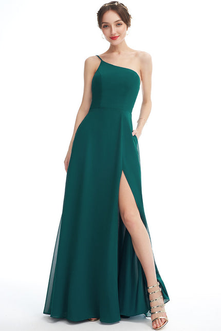 Robe Demoiselle D'Honneur Asymétrique Bordeaux - gallery 2