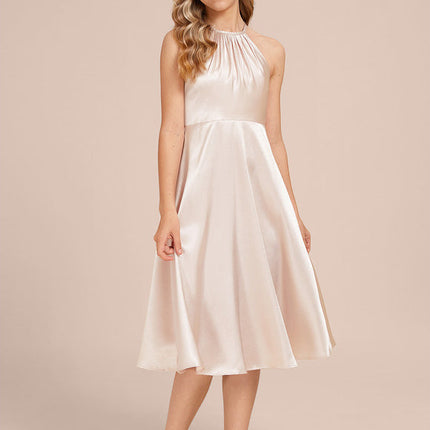 Robe Champagne Satin Demoiselle D'Honneur