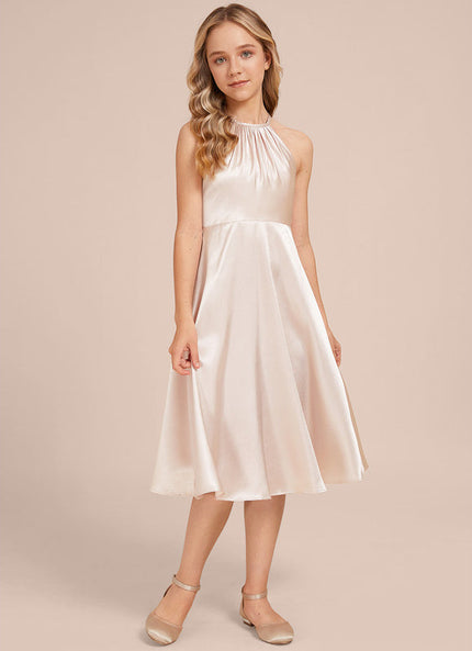 Robe Champagne Satin Demoiselle D'Honneur