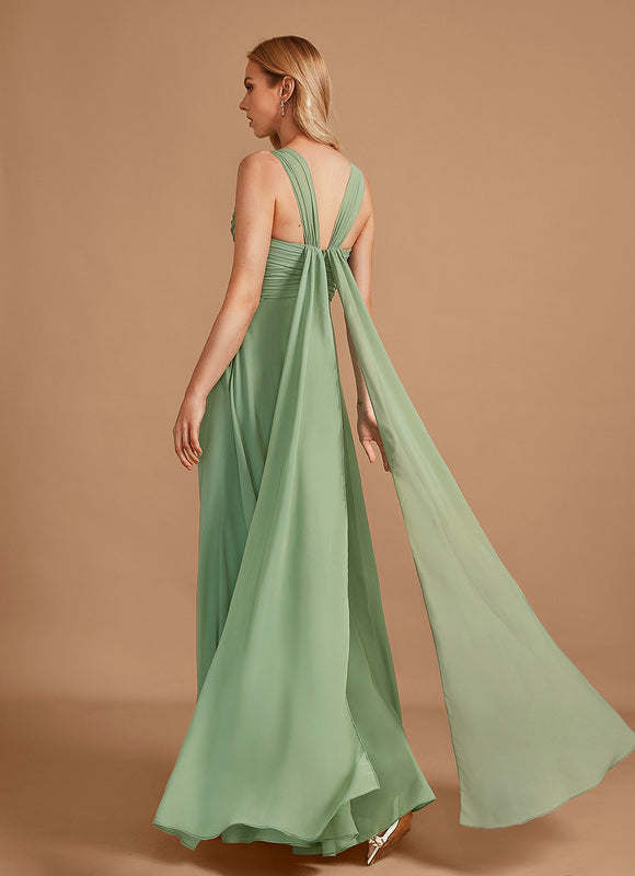 Robe Demoiselle D'Honneur À Volants Rose Pâle - gallery 5