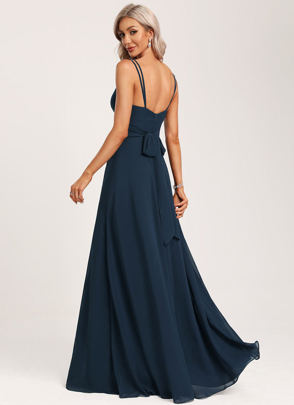 Robe Demoiselle D'Honneur À Volants Rose Pâle - gallery 6