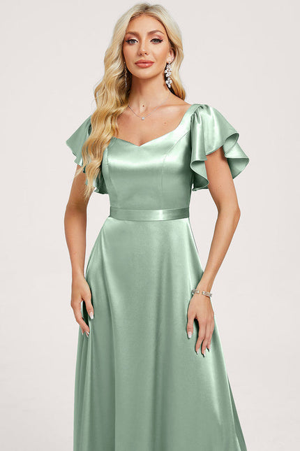 Robe Demoiselle D'Honneur Satin Vert Émeraude - gallery 3