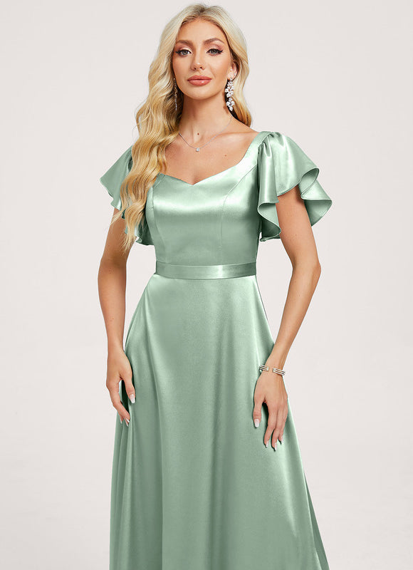Robe Demoiselle D'Honneur Satin Vert Émeraude - gallery 3