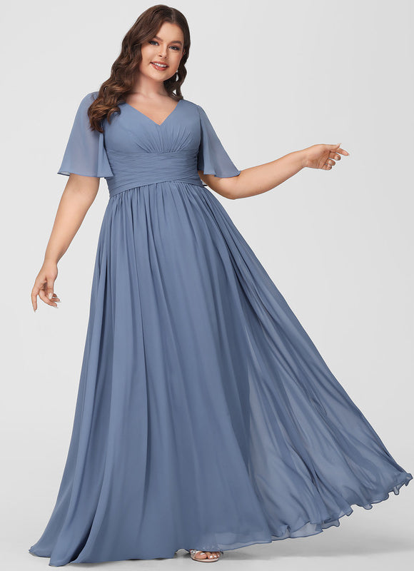 Robe Demoiselle D'Honneur À Volants Rose Pâle - gallery 5