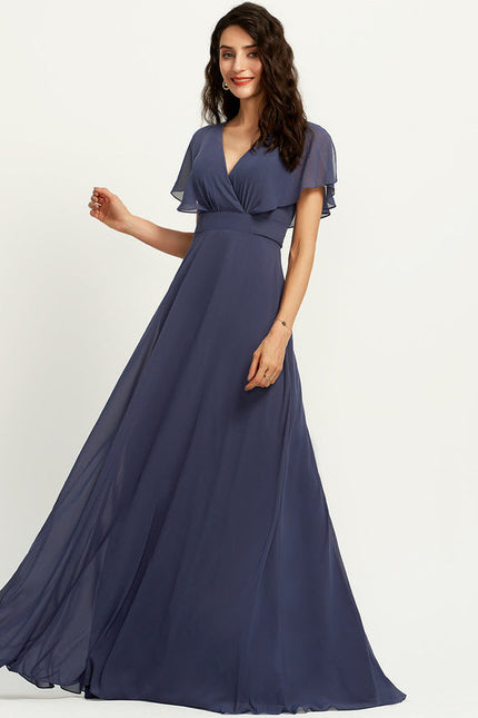 Robe Demoiselle D'Honneur Mousseline Beige - gallery 2