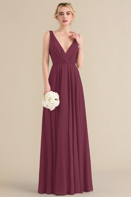 Robe Demoiselle D'Honneur Élégante Bordeaux - gallery 4