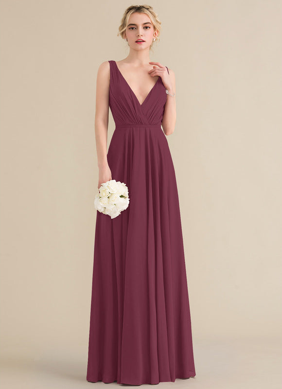 Robe Demoiselle D'Honneur Élégante Bordeaux - gallery 4