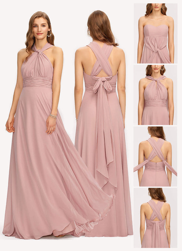 Robe Demoiselle D'Honneur Chic Mousseline Élancée - gallery 2