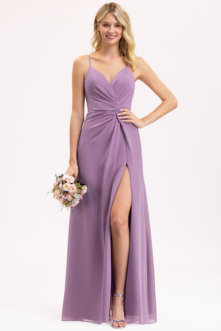 Robe Demoiselle D'Honneur À Volants Rose Pâle