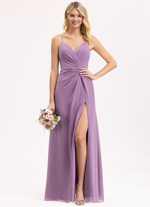 Robe Demoiselle D'Honneur À Volants Rose Pâle