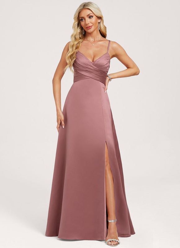 Robe Demoiselle D'Honneur Rose Satin