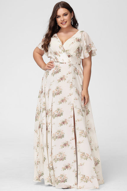 Robe Demoiselle D'Honneur Mousseline Beige - gallery 7