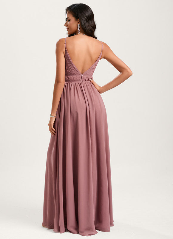 Robe Demoiselle D'Honneur À Volants Rose Pâle - gallery 4