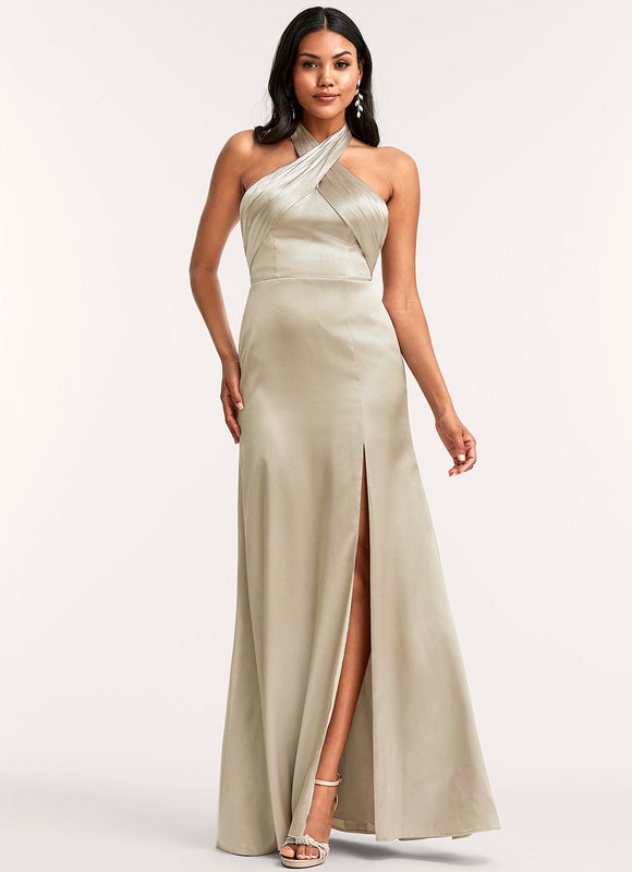 Robe Demoiselle D'Honneur Satin Bleu Nuit - gallery 2