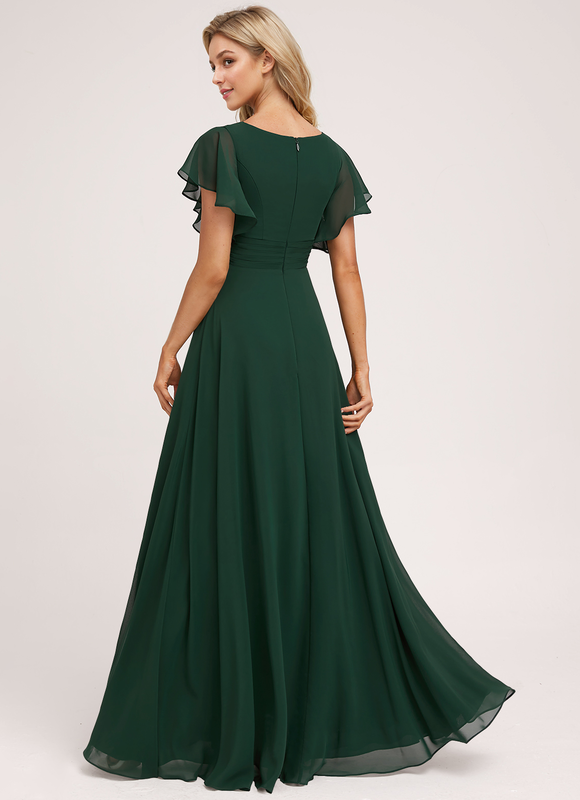 Robe Demoiselle D'Honneur À Volants Rose Pâle - gallery 5