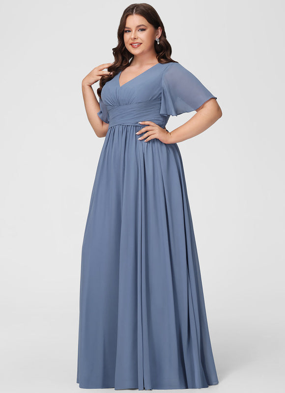 Robe Demoiselle D'Honneur À Volants Rose Pâle - gallery 7