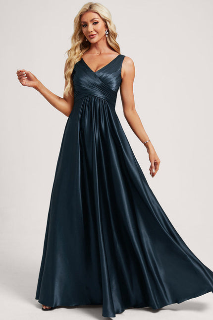 Robe Demoiselle D'Honneur Satin Vert Émeraude - gallery 2