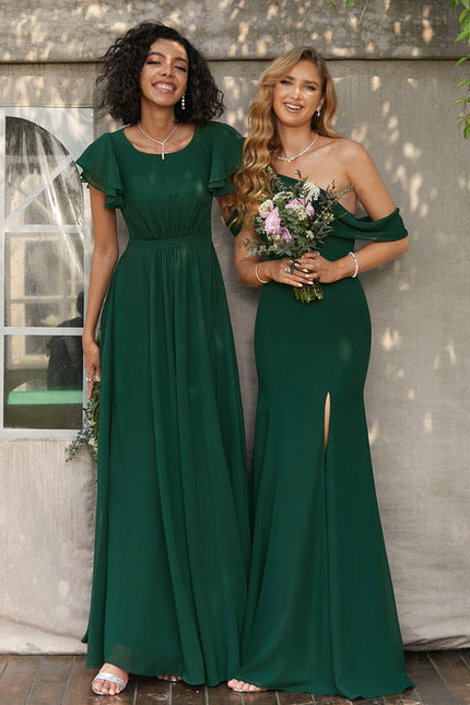 Robe Demoiselle D'Honneur Émeraude Fluide - gallery 2