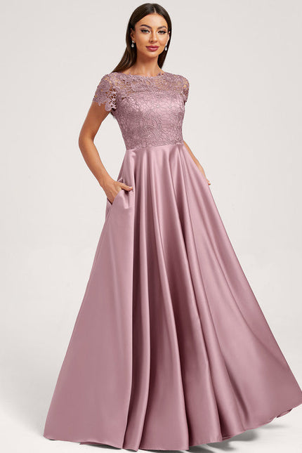 Robe Demoiselle D'Honneur Satin Mauve Élégante