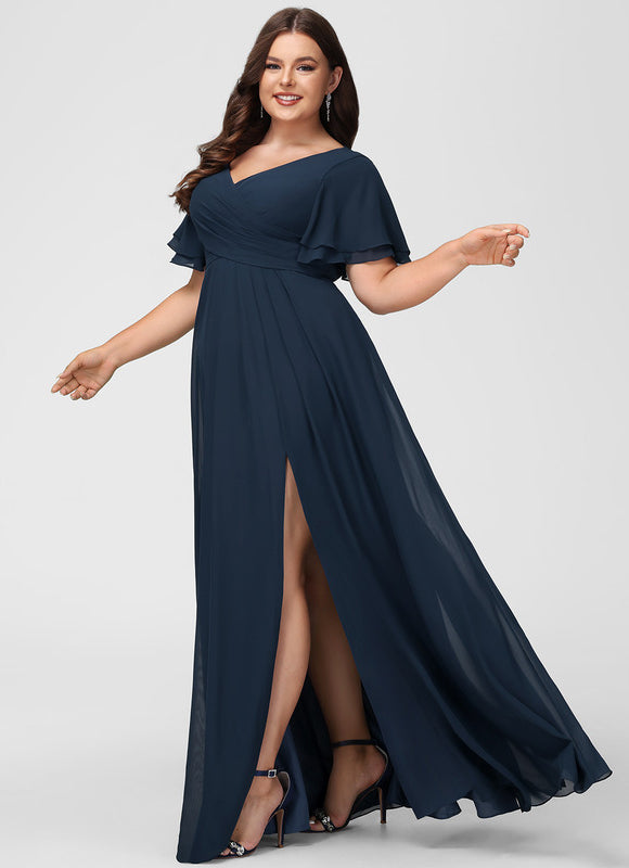 Robe Demoiselle D'Honneur Mousseline Beige - gallery 5