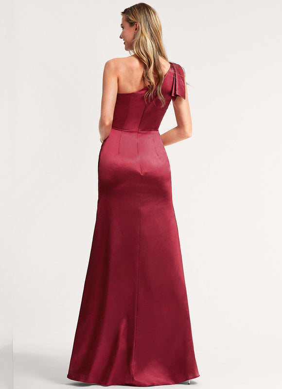 Robe Demoiselle D'Honneur Satin Bordeaux Chic - gallery 4