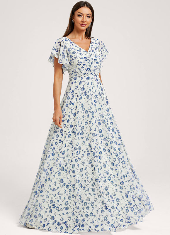 Robe Demoiselle D'Honneur À Volants Rose Pâle