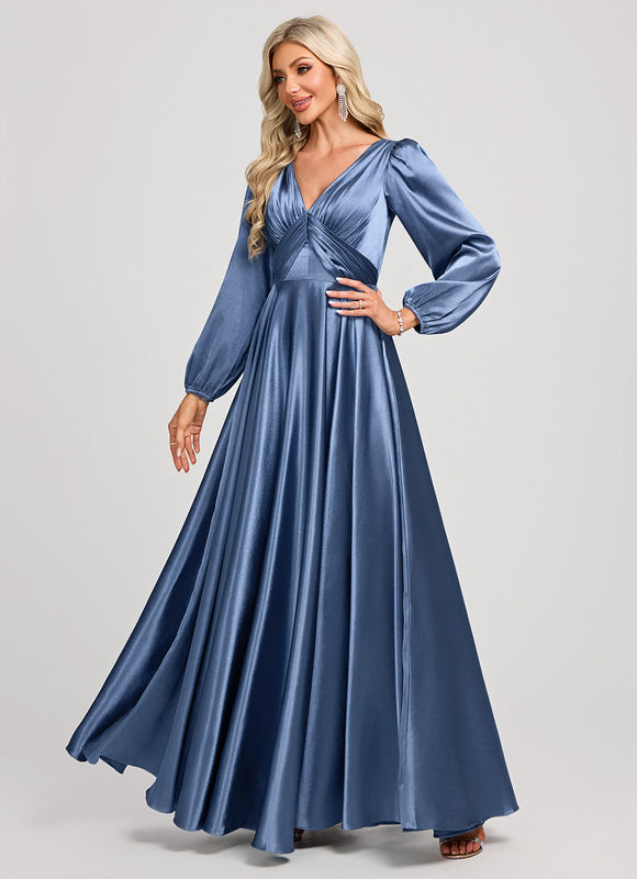 Robe Longue Satin Demoiselle D'Honneur - gallery 2