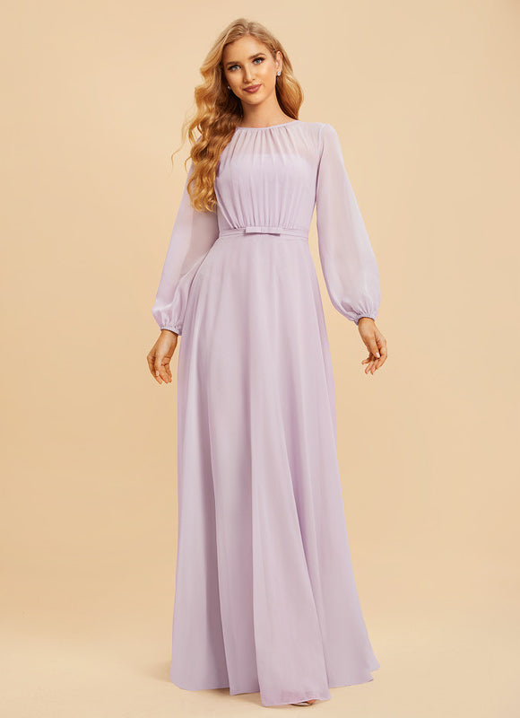 Robe Demoiselle D'Honneur Mousseline Lila - gallery 5